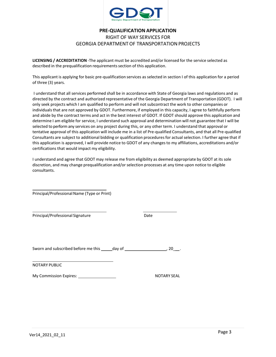 Pre-qualification Application - Right of Way Services for Georgia Department of Transportation Projects - Georgia (United States), Page 3