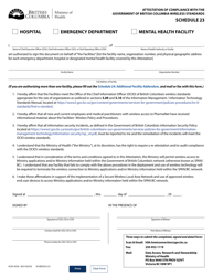 Document preview: Form HLTH4556 Schedule 23 Attestation of Compliance With the Government of British Columbia Wireless Standards - British Columbia, Canada