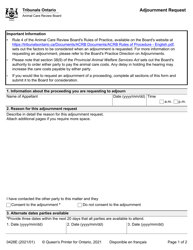 Document preview: Form 0428E Adjournment Request - Ontario, Canada