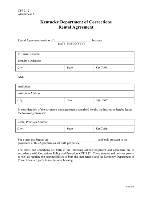 Attachment A Rental Agreement - Kentucky