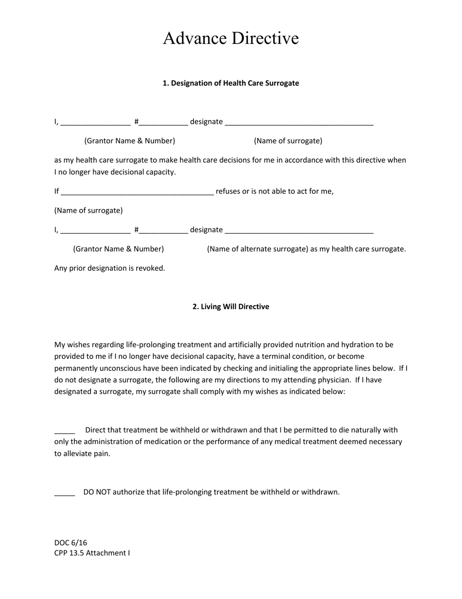 Attachment I Advance Directive - Kentucky, Page 1