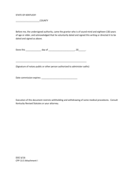Attachment I Advance Directive - Kentucky, Page 5