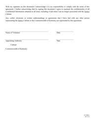 Form PC/DHRA Volunteer and Security Agreement for Exchange of Confidential Information - Kentucky, Page 2