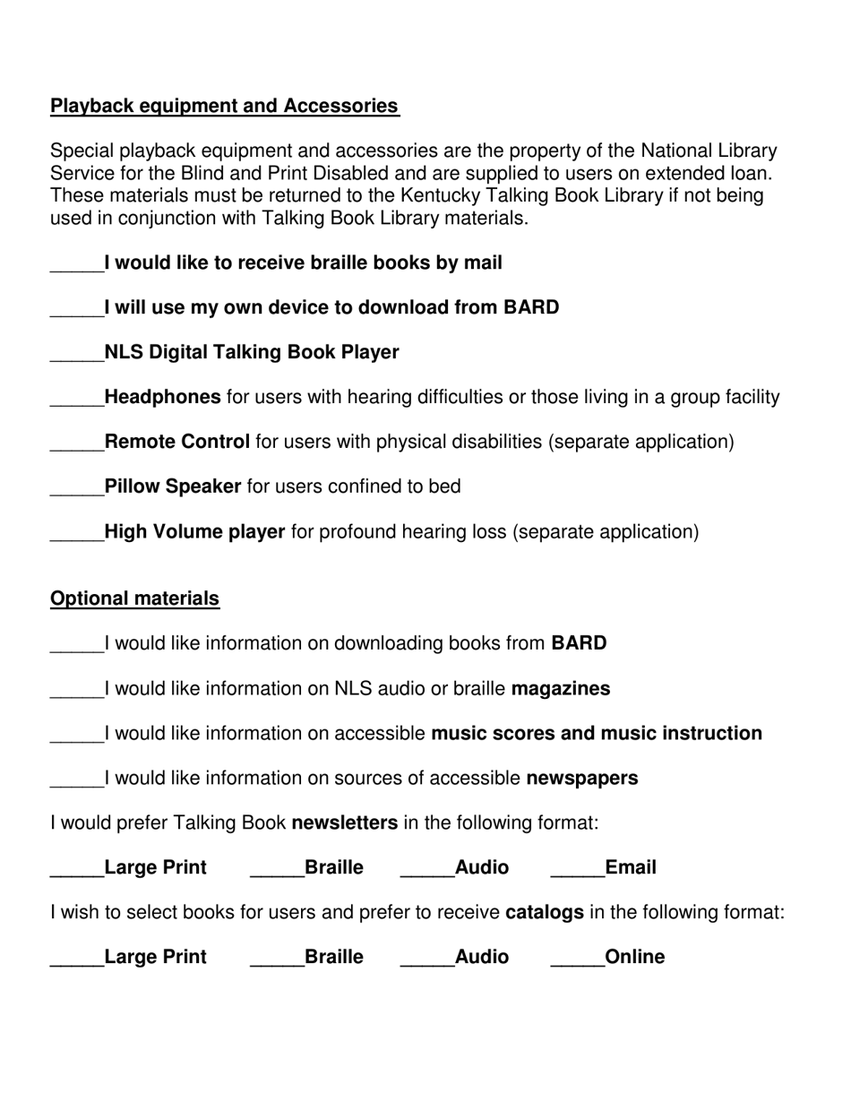 Kentucky Talking Book Library Service Institutional Application - Kentucky, Page 5