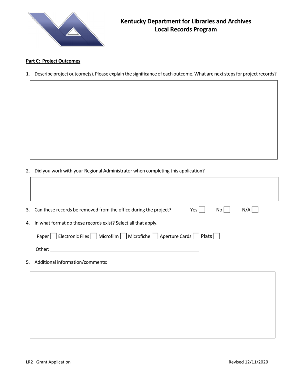 Form LR2 Local Records Program Grant Application - Kentucky, Page 4