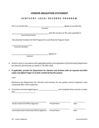 Form LR7 Vendor Notification Letter/Vendor Obligation Statement - Kentucky, Page 2