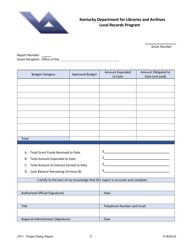 Form LR11 Project Status and Financial Expenditure Report - Kentucky, Page 2