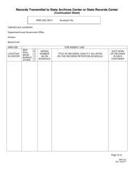 Form ARM70 Records Transmittal to State Archives Center or State Records Center - Kentucky, Page 10