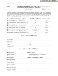 Document preview: Form SLDO-1 Notification of Intent to Finance and Application for Debt Approval - Kentucky