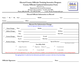 &quot;Elected County Officials Training Incentive Program County Officials Updated Information Form&quot; - Kentucky