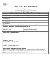 Form CHFS-305 &quot;Authorization for Disclosure of Protected Information&quot; - Kentucky