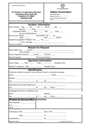 Document preview: Lab Form 254A Rabies Examination - Kentucky
