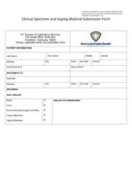 Document preview: Clinical Specimen and Vaping Material Submission Form - Kentucky