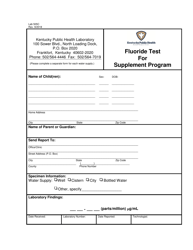 Document preview: Form LAB505C Fluoride Test for Supplement Program - Kentucky