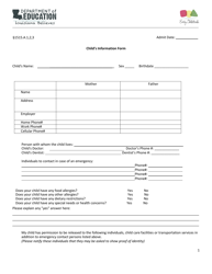 Document preview: Child's Information Form - Louisiana