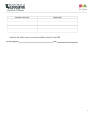 Child's Information Form - Louisiana, Page 2