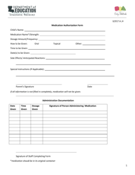 Medication Authorization Form - Louisiana