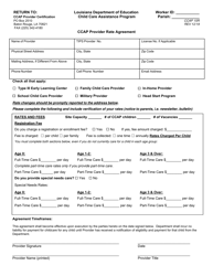Form CCAP15R &quot;Ccap Provider Rate Agreement&quot; - Louisiana