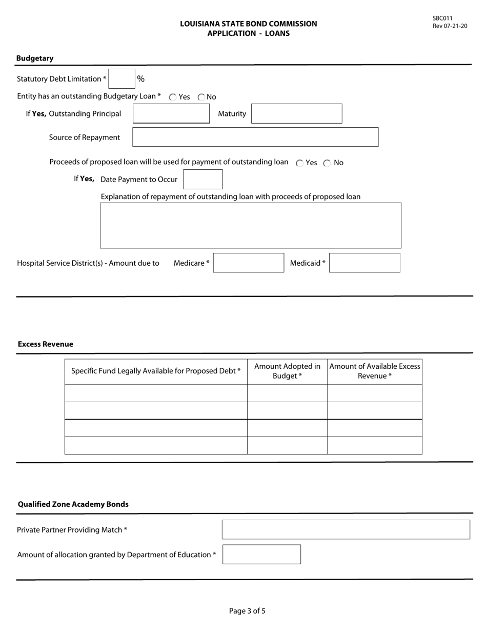 Form SBC011 Application - Loans - Louisiana, Page 3