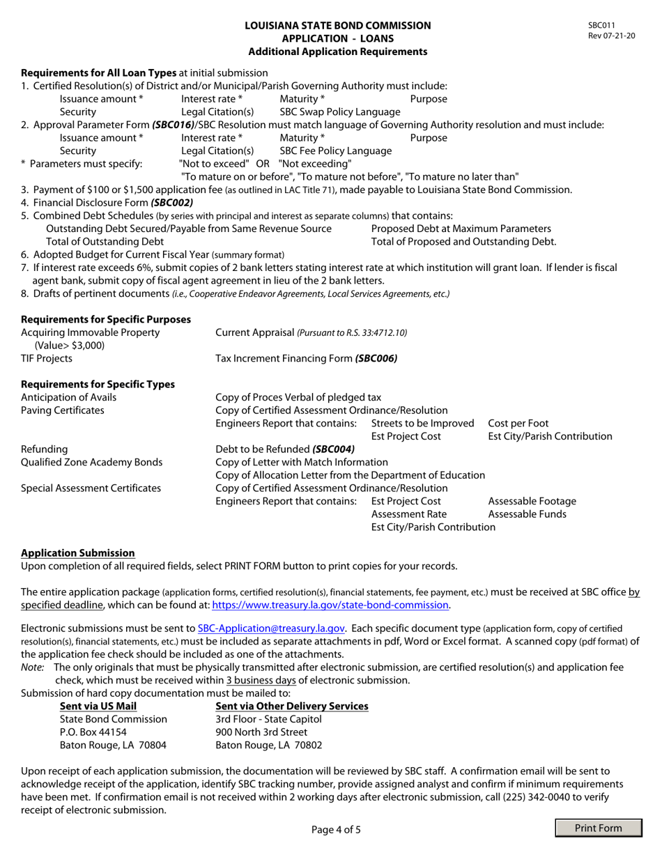 Form SBC011 Application - Loans - Louisiana, Page 4