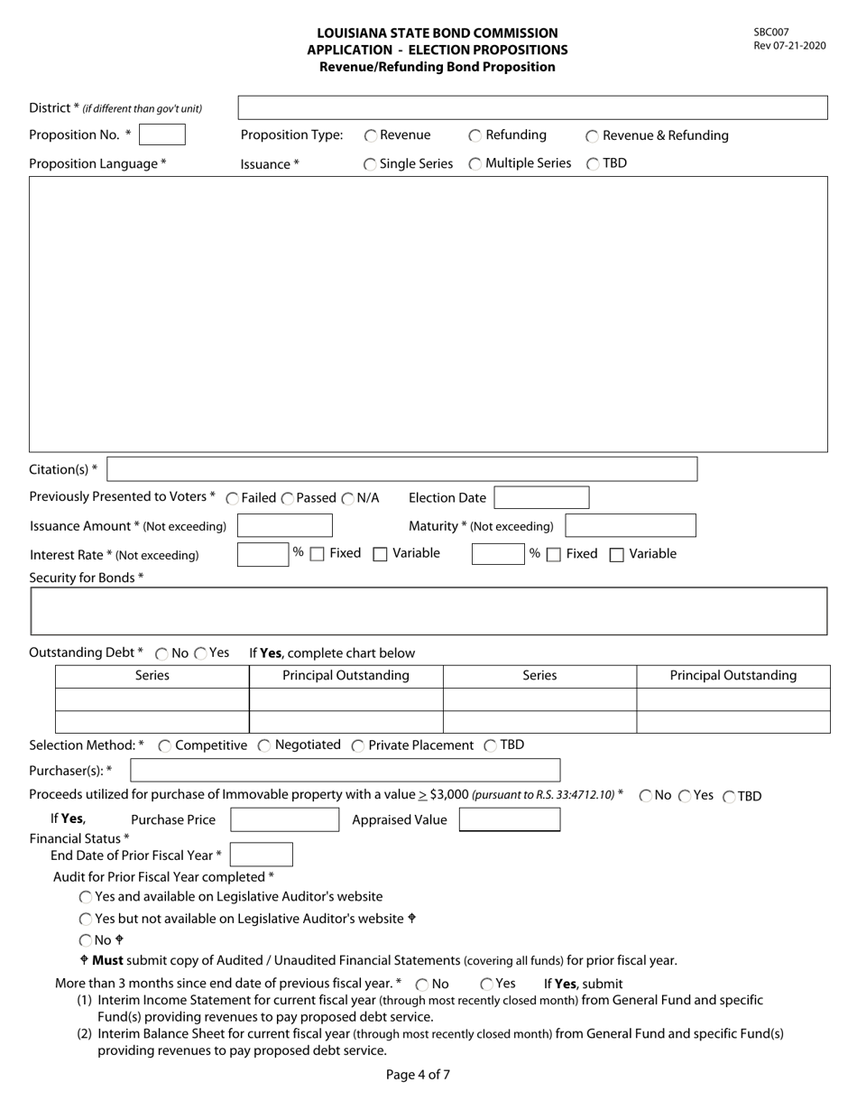 Form SBC007 Application - Election Proposition - Louisiana, Page 4