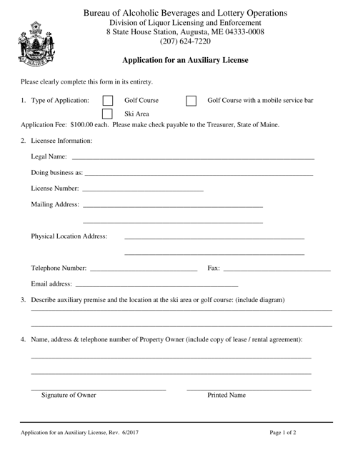 Application for an Auxiliary License - Maine
