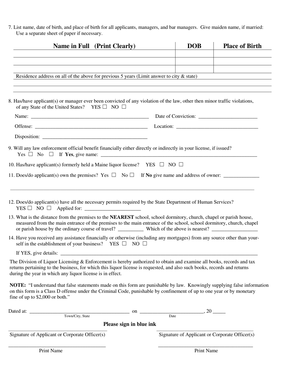 Hotel Mini-Bar Application - Maine, Page 2