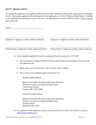 Postsecondary Educational Institution Sampling License Application - Maine, Page 2