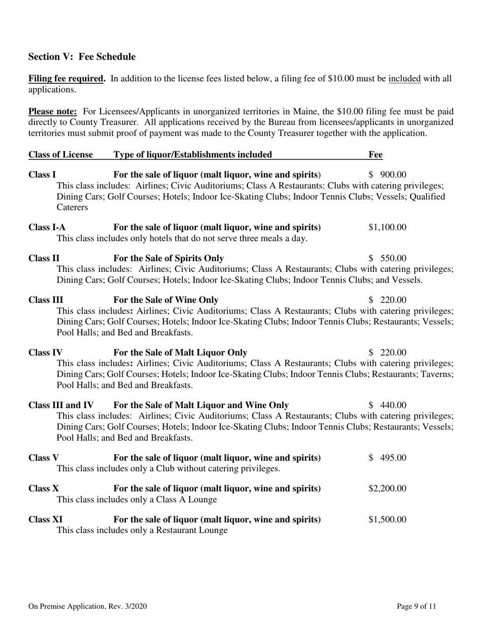 Application for an on-Premises License - Maine, Page 11