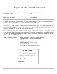 Application for on-Premise Taste Tasting Event Permit - Maine, Page 2