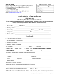 Application for a Catering Permit - Maine, Page 2