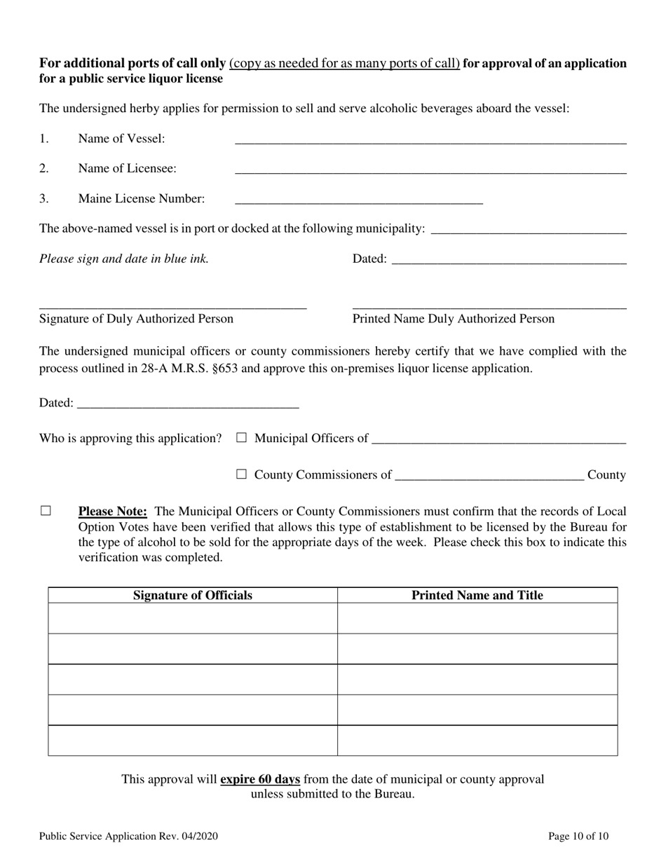 Application for a Public Service License - Maine, Page 12