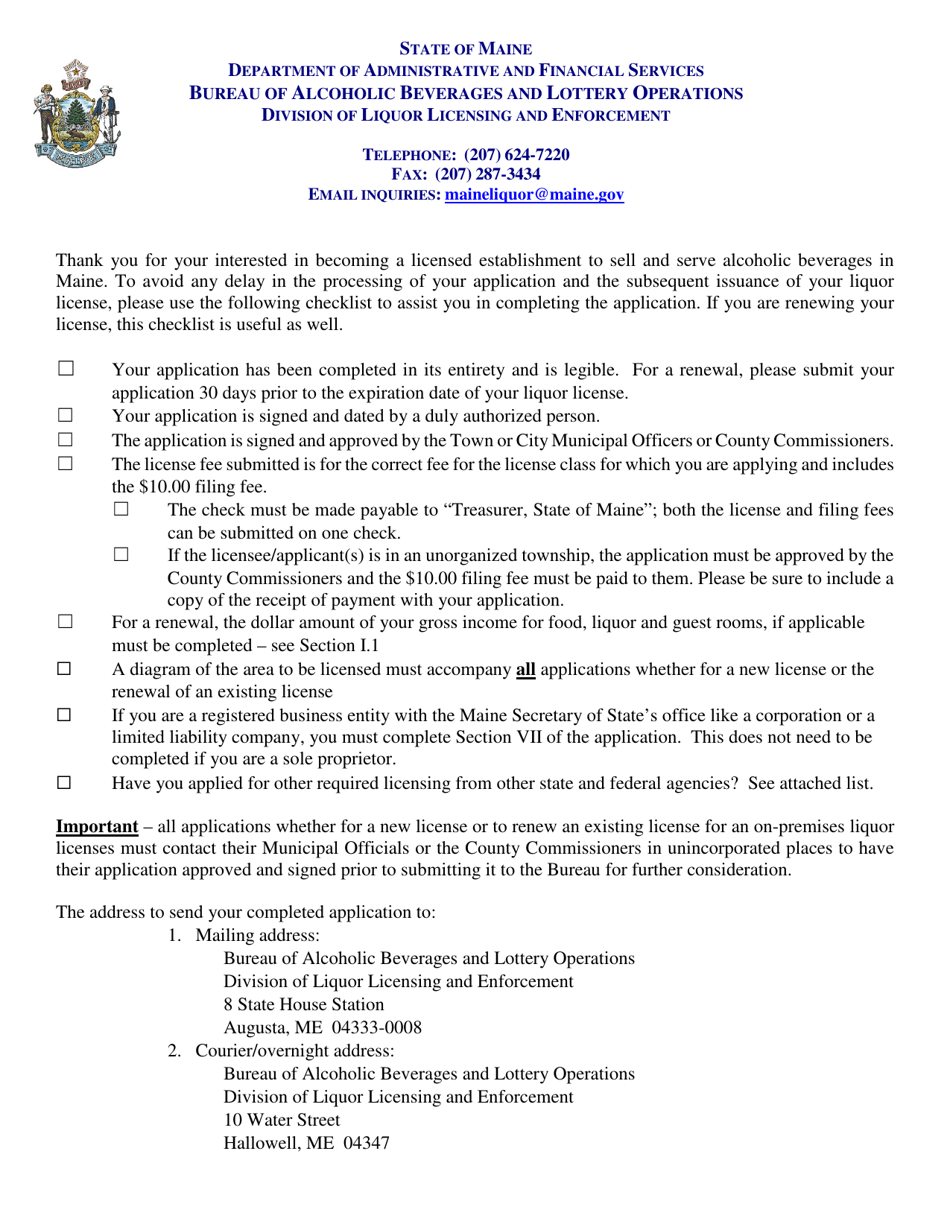 Application for a Public Service License - Maine, Page 1