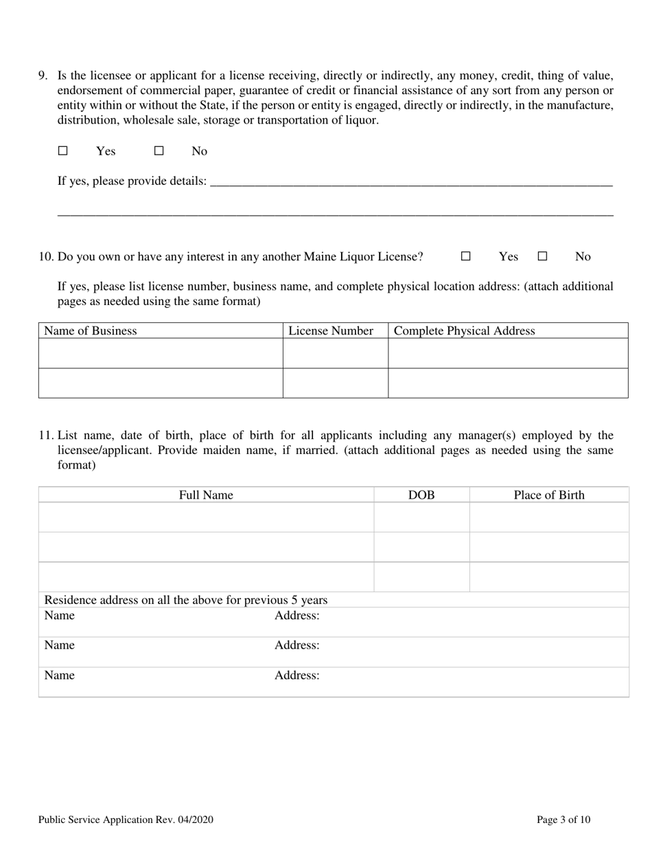 Application for a Public Service License - Maine, Page 5