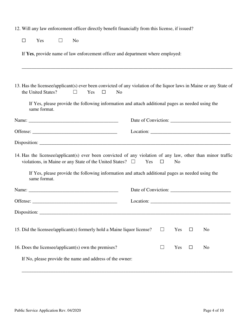 Application for a Public Service License - Maine, Page 6