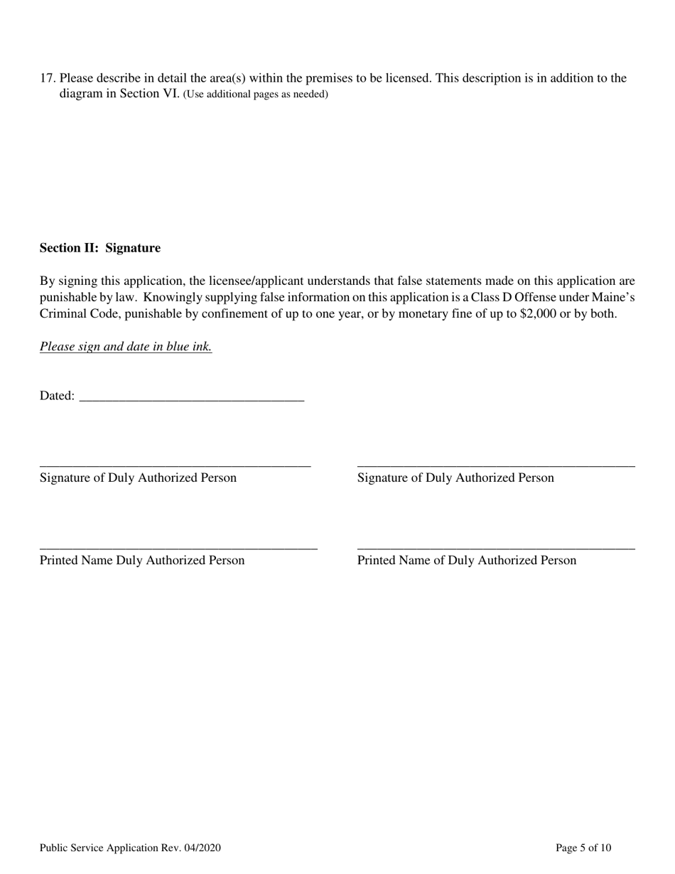 Application for a Public Service License - Maine, Page 7