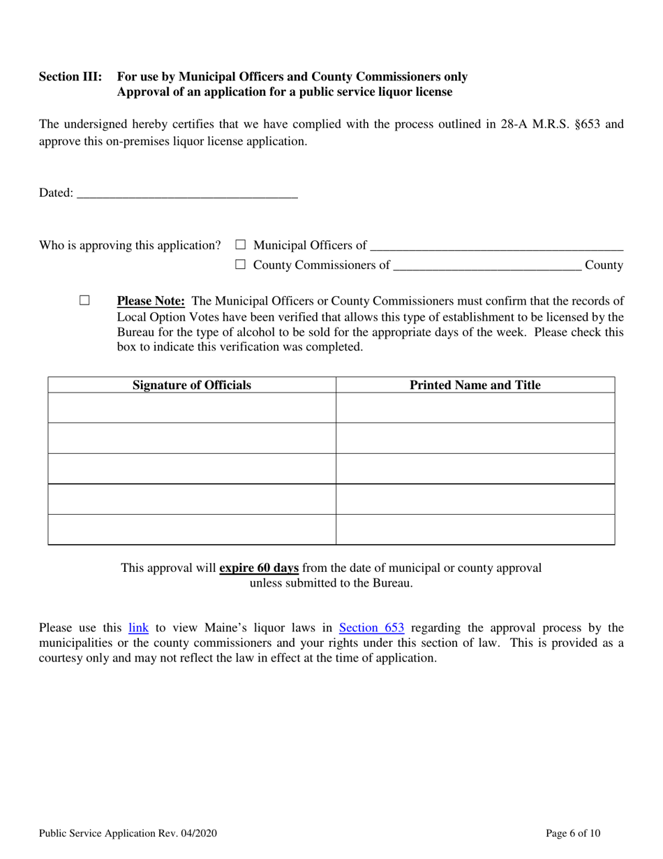 Application for a Public Service License - Maine, Page 8