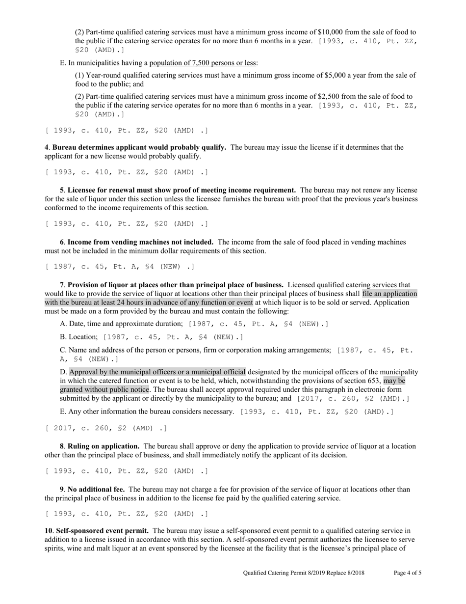 Qualified Catering Organization Application for Catered Function - Maine, Page 4