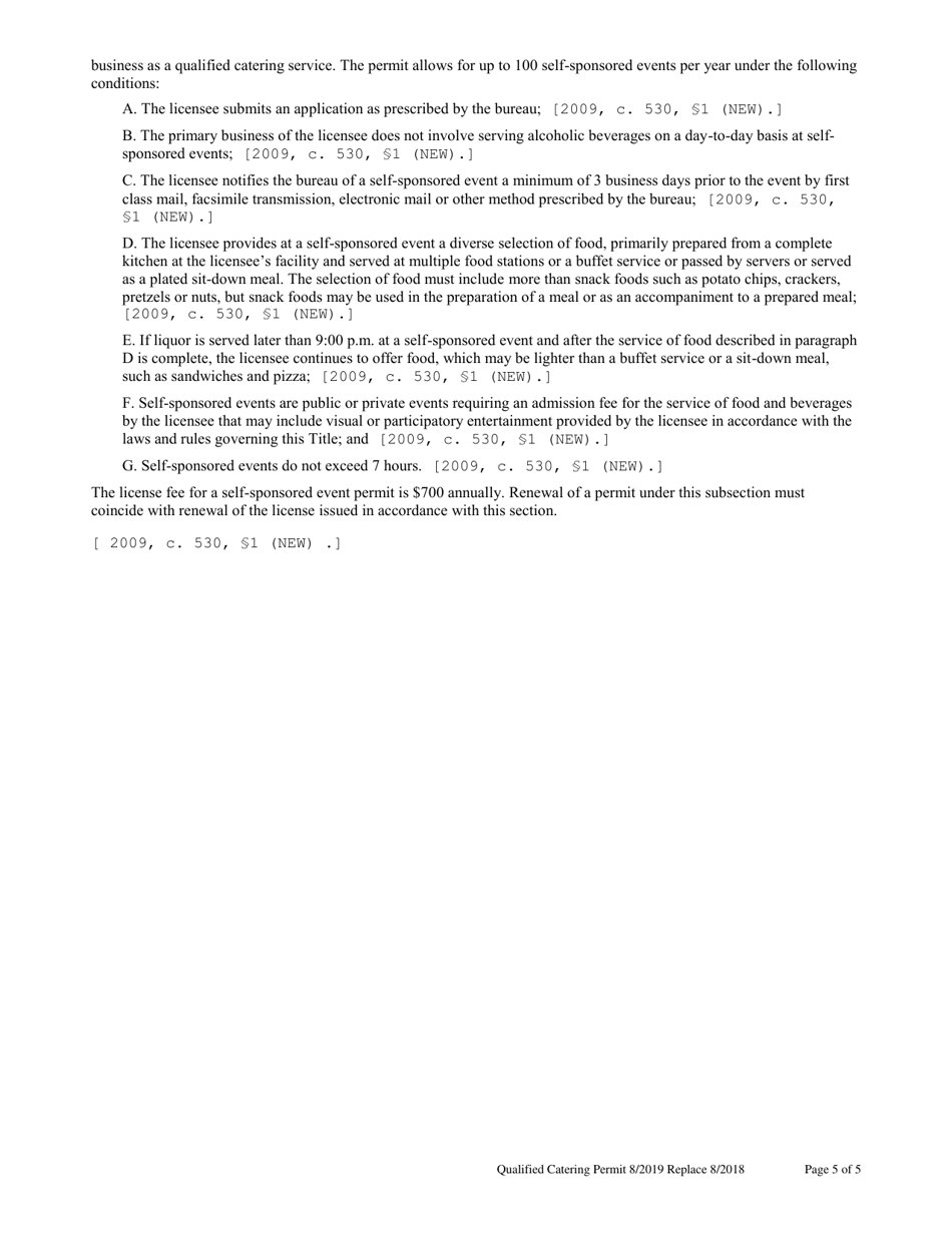 Qualified Catering Organization Application for Catered Function - Maine, Page 5