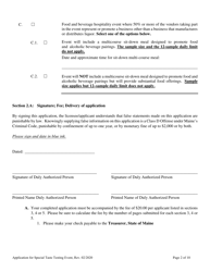 Application for Special Taste Testing Event License - Maine, Page 2