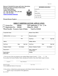 Direct Shipper License Application - Maine