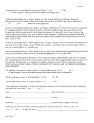 Direct Shipper License Application - Maine, Page 2