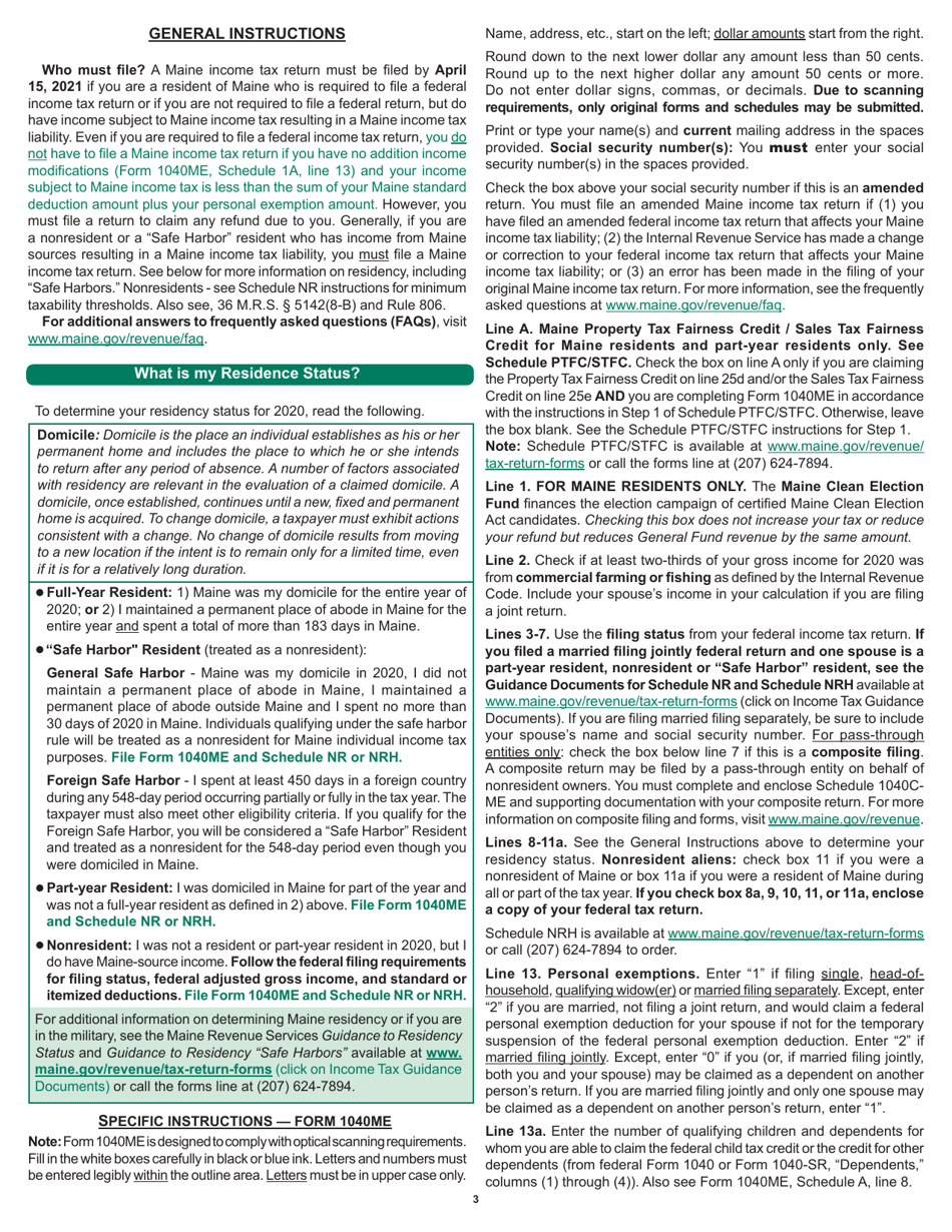 Instructions for Form 1040ME Maine Individual Income Tax - Maine, Page 3