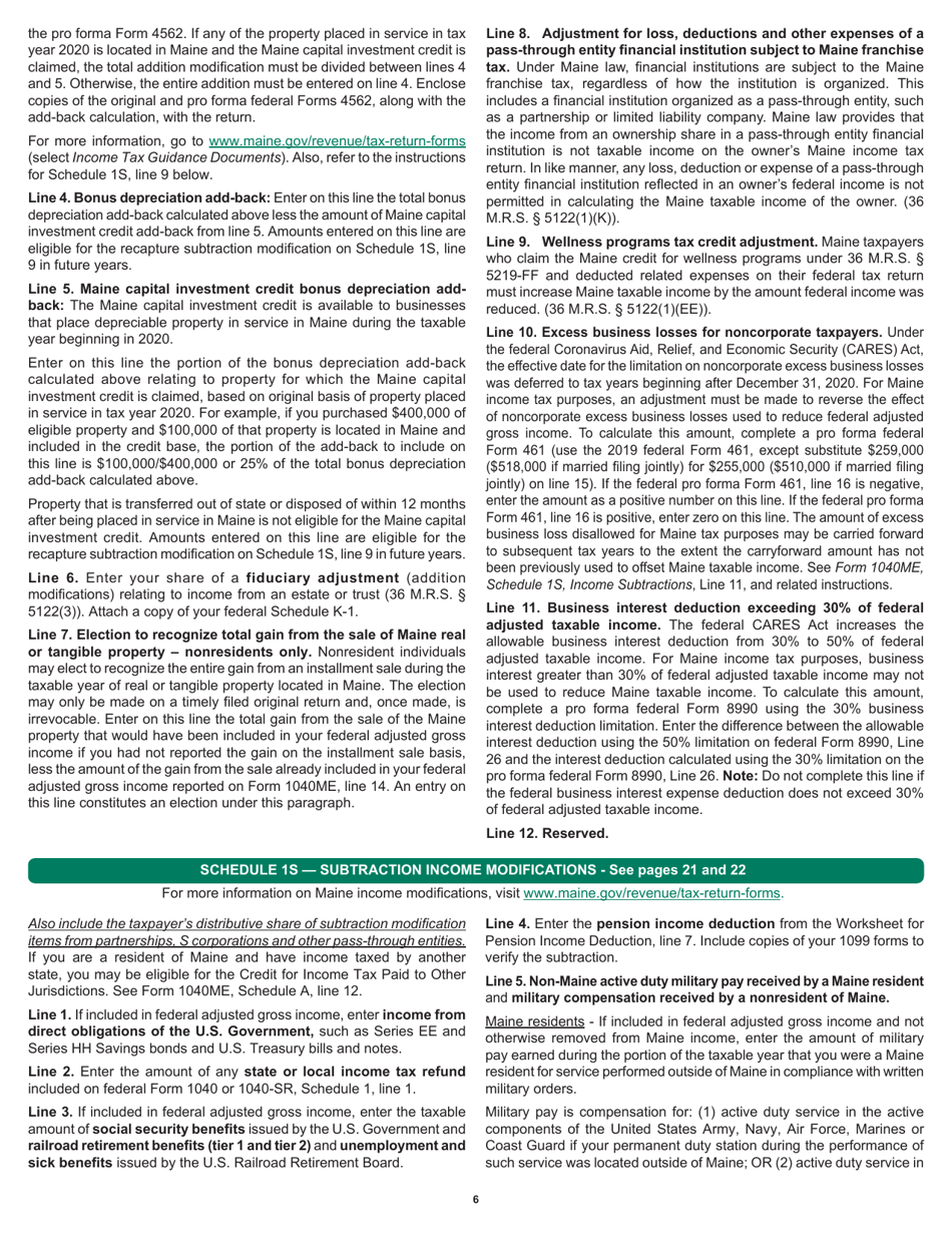 Instructions for Form 1040ME Maine Individual Income Tax - Maine, Page 6
