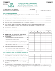 Document preview: Form 2210ME Underpayment of Estimated Tax by Individuals, Estates, or Trusts - Maine, 2020