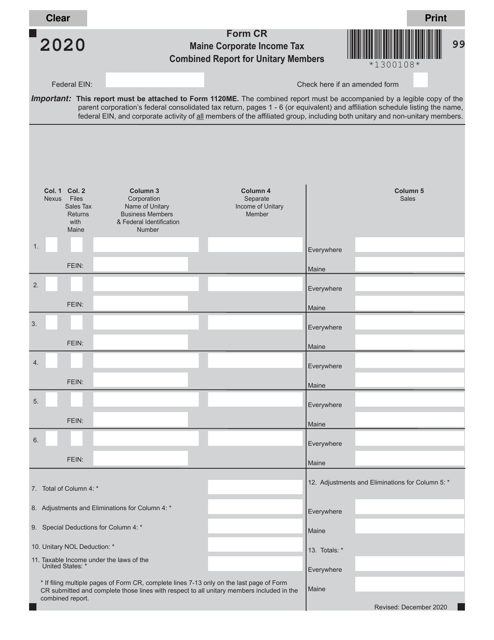 Form CR 2020 Printable Pdf