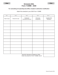 Form 1120ME Schedule NOL Schedule for Calculating Net Operating Loss (Nol) Recapture Subtraction Modification - Maine