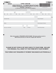 Document preview: Form 1120ES-ME Maine Estimated Tax Payment Voucher for Corporations - Maine, 2020