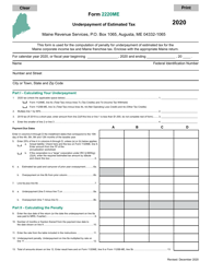 Form 2220ME Underpayment of Estimated Tax - Maine