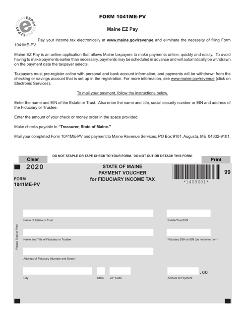 Form 1041ME-PV 2020 Printable Pdf